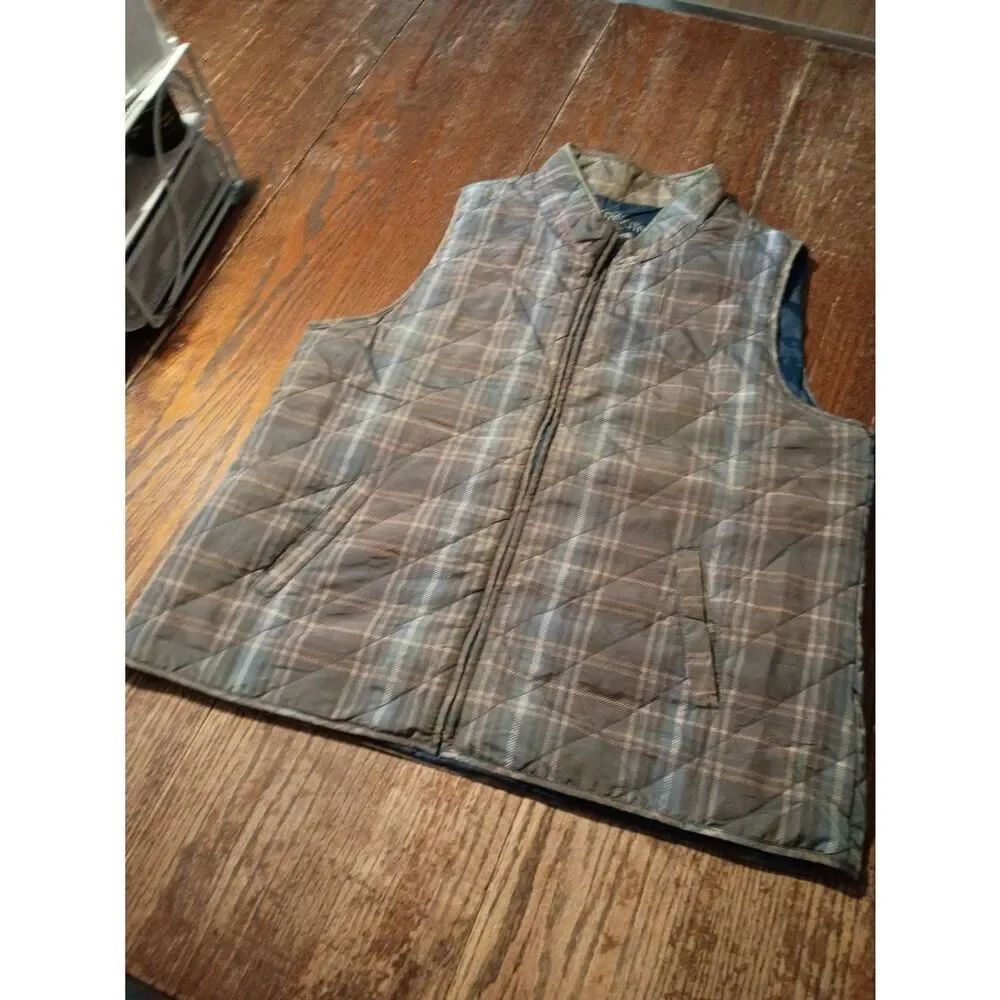 XL Relativity Sleeveless Front Zip Grey Blue Tan Vest Outerwear